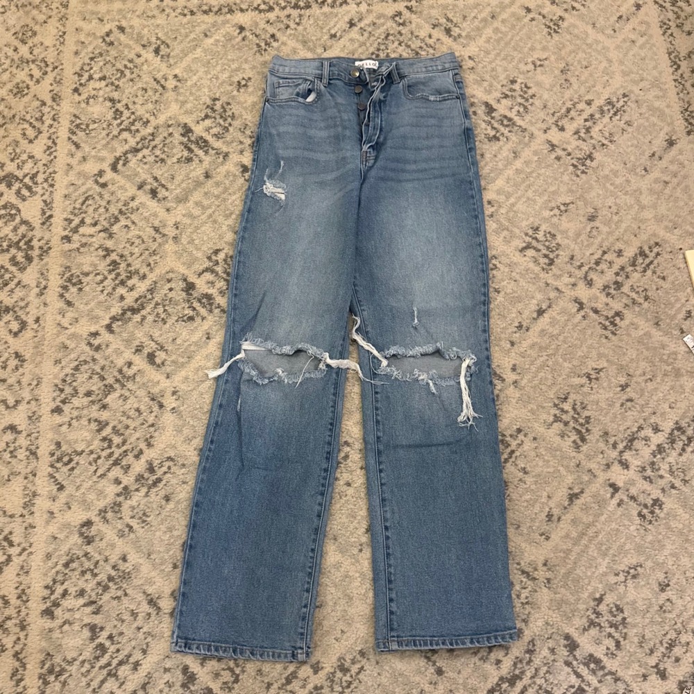 Cello Womens Distressed High Rise Straight Leg Jeans Blue Size 9 WV17933RS-LTD